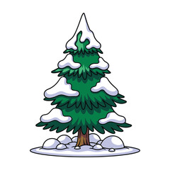 Snow covered pine tree, winter season landscape