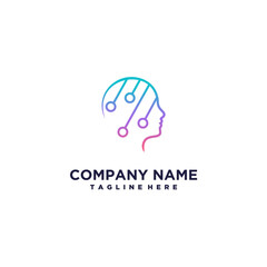 Artificial Intelligence Logo Design Brain vector AI Brainstorming