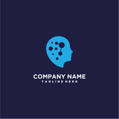 Artificial Intelligence Logo Design Brain vector AI Brainstorming