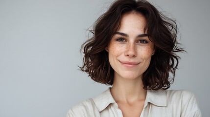 Authentic Beauty Portrait of a Young Woman with Freckles