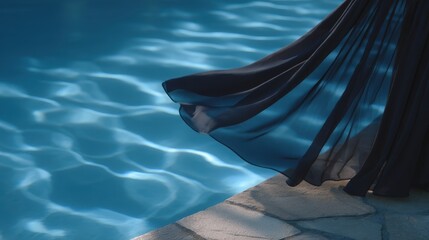 Elegant Flowing Silhouette of a Long Dress Floating Gracefully Underwater