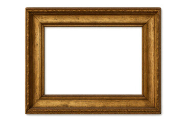 Ornate gold antique picture frame with vintage design and transparent background for digital composition