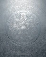 Intricate Silver Mandala Pattern with Ornate Details