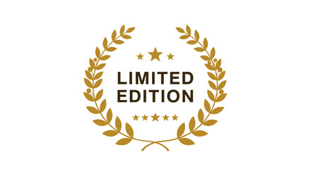 Exclusive limited edition emblem with decorative golden laurel wreath and star accents, perfect for premium products and promotions, conveying prestige and value