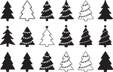 Obraz premium Festive Christmas tree icons for winter holiday design