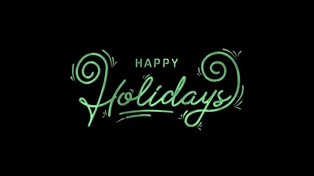 Animated Green happy holidays message on a checkered background suitable for holiday cards, social media posts, advertisements, and festive designs.