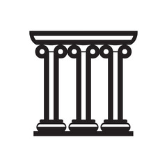 Obraz premium Three black ionic column support shows ancient architecture and historic symbol on white background