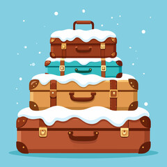 Winter Vacation Luggage Pileup Get Ready to Travel to Snowy Destinations and Enjoy the Season!