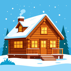 Cozy Winter Cabin Perfect for a Relaxing Winter Vacation Escape Amidst the Snowfall