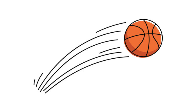 An orange basketball in motion with trailing lines suggesting speed and direction.