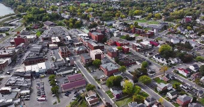 Geneva, NY, USA - October 17, 2025:  Aerial video over Seneca Lake and the City of Geneva New York
