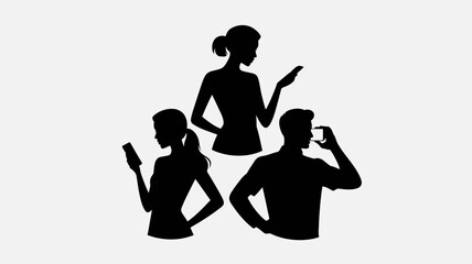 Modern communication concept with people using mobile devices, perfect for tech startups and social media campaigns, originally a scalable vector graphic