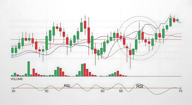 Candlestick Chart Analysis - Stock Market Trends and Volume.