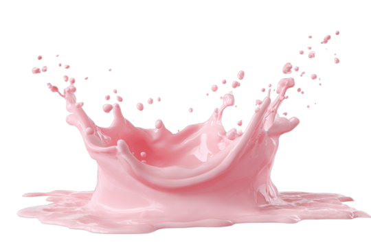 Vibrant Pink Splash: Captivating shot of a radiant pink liquid crown, frozen in the height of its exuberant splash, showcasing dynamic movement and a burst of refreshing energy.