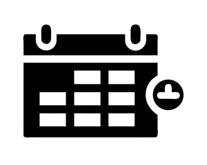 Calendar with a clock icon representing schedule