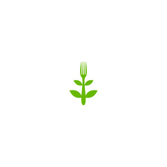 Fork Leaf Plant Logo Design