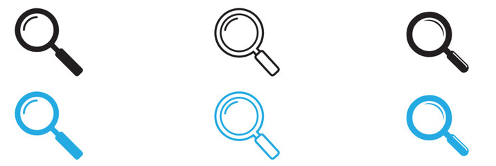 Fototapeta premium Magnifying glass icons isolated on white background