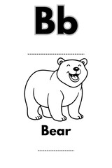Obraz premium An educational coloring page for children learning the alphabet, featuring the letter B and a cute, happy bear illustration to color