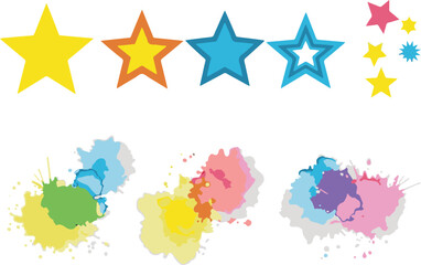 Varied Star Shapes and Artistic Color Paint Splashes Collection