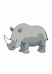 Isolated White Rhino Illustration on Seamless Background