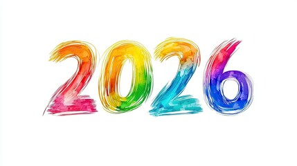 Obraz premium Happy New Year 2026 – Vibrant and Colorful 3D Text