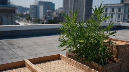 Cannabis Leaves on Rooftop Under Sunlight Drying Process