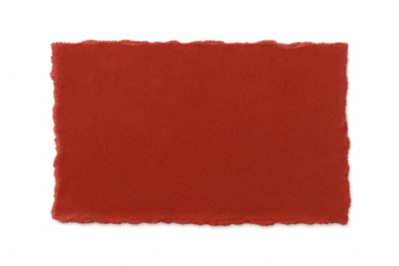 Red torn paper with rough edges, blank textured surface, isolated on transparent background
