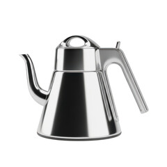 Shiny metal kettle isolated on black background isolated illustration on transparent background