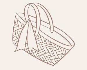 Illustration of a woven basket with a ribbon