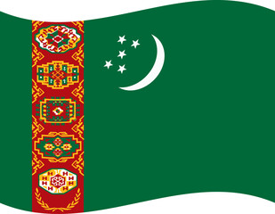 Turkmenistan waving flag illustrator of national  icon
