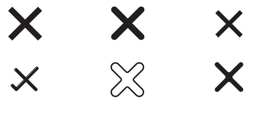 Obraz premium wrong X mark icon set, cross marks vector.