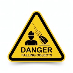Falling objects danger sign to promote construction site safety awareness and hazard prevention for workplace accident reduction with caution and warning