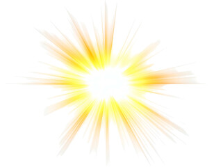 Intense yellow and white burst emitting light rays outwards from its center