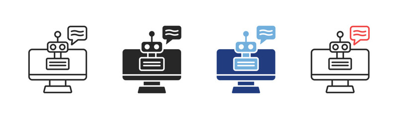 Fototapeta premium Chatbot Icon Set With Multiple Styles Vector Illustration