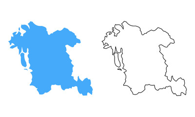 Fototapeta premium Map of South Chungcheong Province, South Korea. Blue Outline and Silhouette Regional Map