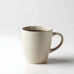 Fototapeta premium Warm ceramic coffee cup with soft steam rising, isolated on white background, perfect for café branding, posters, or cozy lifestyle projects