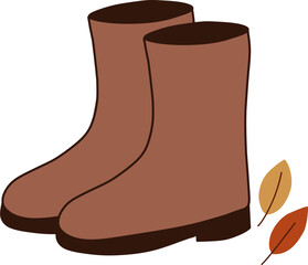 Brown Autumn Boots Vector Illustration