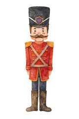 vintage nutcracker doll in watercolor style