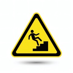 Caution Sign Warning of Slippery Stairs and Fall Hazard for Workplace Safety and Accident Prevention Awareness, Ensuring a Safe Environment for All