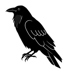 Fototapeta premium Minimalist Geometric Raven Vector Art - Abstract Branch, Clean Lines, High Contrast