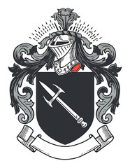 Vintage Heraldic Crest Emblem Seal - Minimalist Vector Design