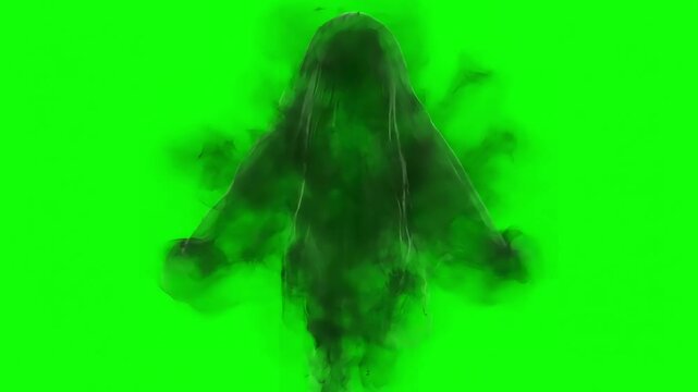 Post-Production Utility with scary fear ghost dark particles realistic green screen 4k animation distortion, overlay, glitch, static noise, scan lines on black background, animated video loop