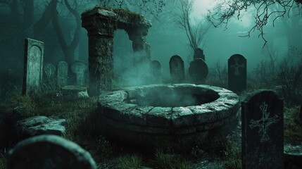 Mysterious scene with atmospheric effects