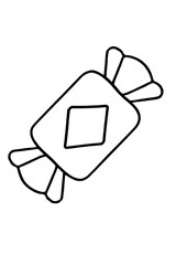 Simple black and white line art of a chips bag illustration, perfect for coloring pages, kids' activities, food education, and snack-themed design projects.