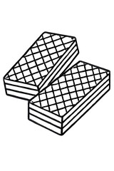 Simple black and white line art of a chips bag illustration, perfect for coloring pages, kids' activities, food education, and snack-themed design projects.