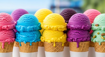 Colorful Ice Cream Cones - A Sweet Summer Treat.