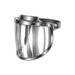 Vintage Hand Drawn Face Shield Illustration | Protective Safety Visor Sketch | Industrial Equipment Art