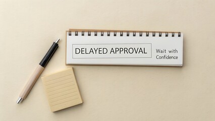 Delayed Approval Notepad and Sticky Notes on Neutral Background for Office or Business Use in Project Management Tasks