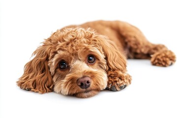 A dog laying down on the floor