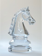 A glass horse head on a white background
